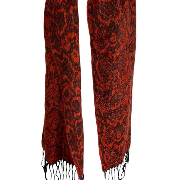 Cejon Italian Acrylic Red Python Print Scarf - Picture 7 of 10
